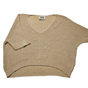 Brand Bazar Free V Neck Dolman Sleeve‎ Knit Sweater Beige Women's Top